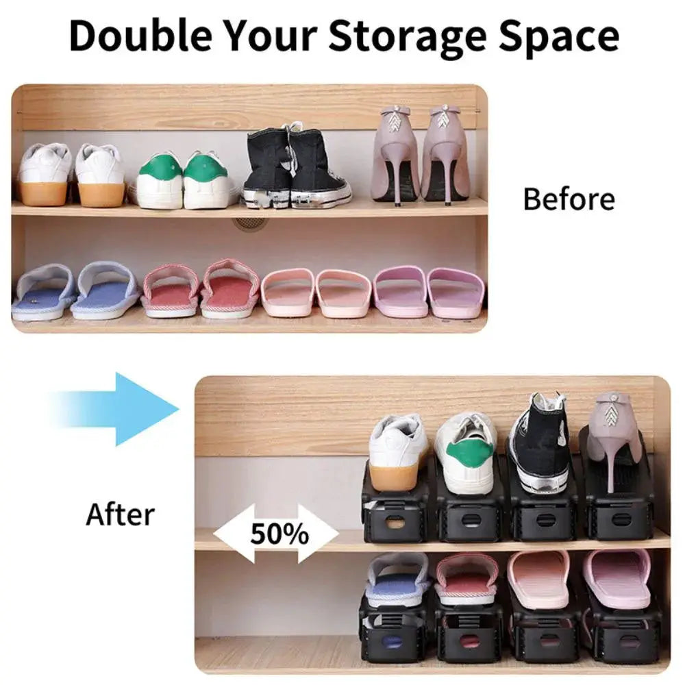 20pcs Shoe Slots Organizer, Thickened Double Storage Layer Closet Organization Stacker Easy No Assembly Required Rack Space Save from PriceLows™