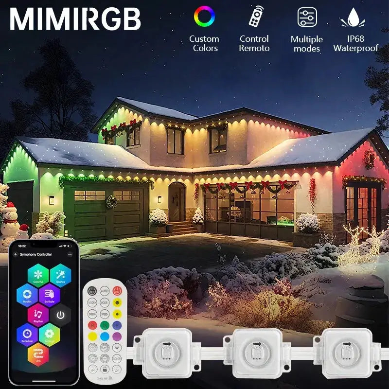 MIMIRGB 300FT 180LED Permanent Outdoor Light Smart RGBIC Side House Light 72 Scene Modes Outdoor Lighting for Party Garden Patio from PriceLows™