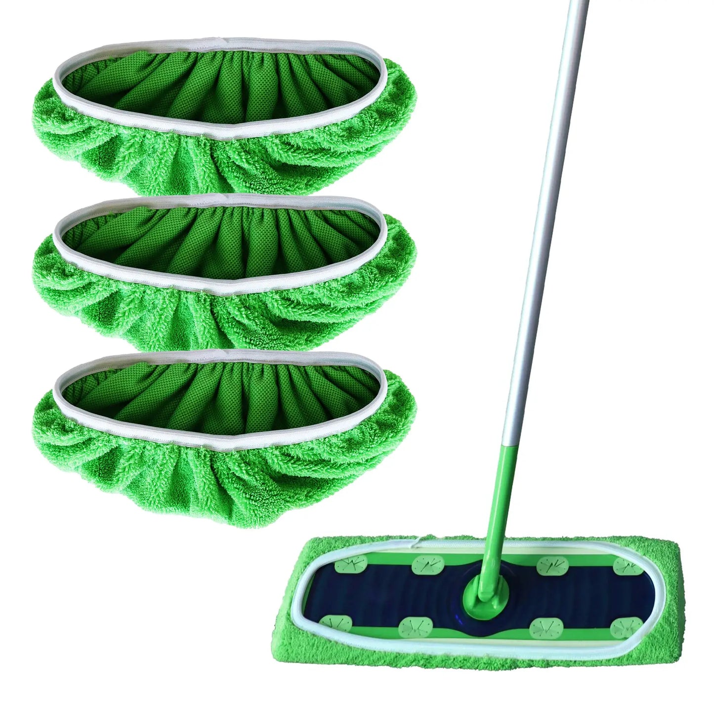 JINYUDOME 3Pcs Reusable Microfiber Mop Pads For Swiffer XL Sweeper Refills Washable Green Dry & Wet Mopping Floors Cloths 17“*5” from PriceLows™