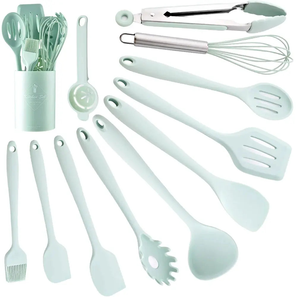 12Pcs Pink Silicone Cooking Utensils Set Non-Stick Pan Baking Tools Kitchenware Spatula Spoon Food Tongs Kitchen Kit with Box from PriceLows™