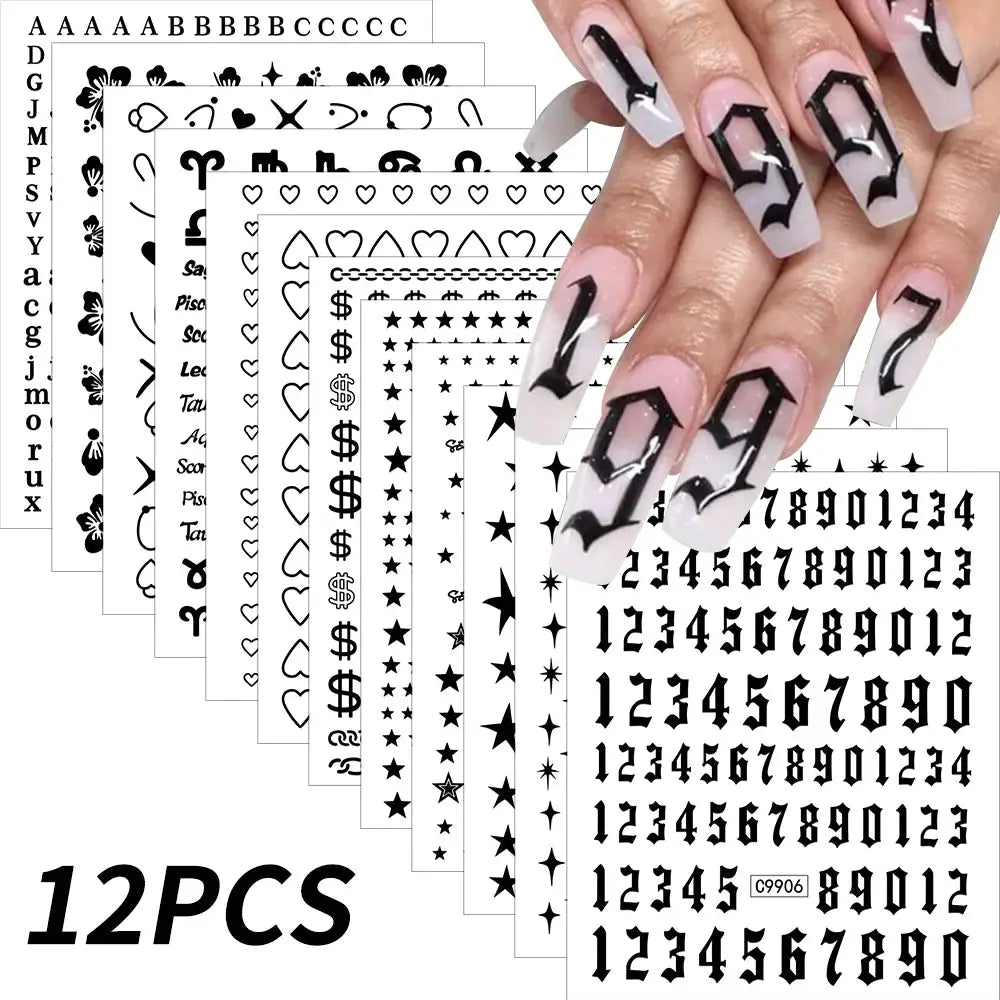 12Pcs 3D Gold Sliver Stars Nail Stickers Bronzing Starlight Nail Art Decals Self Adhesive Slider Decals DIY Nail Tips Decoration from PriceLows™