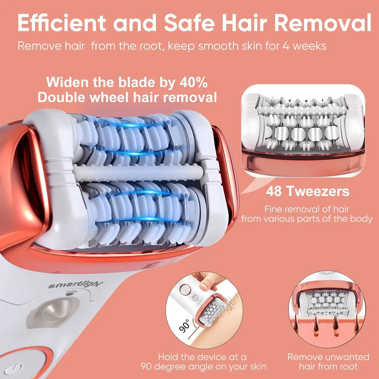 Hatteker Electric Hair Remover | 90 Min Battery | Reusable Wet Use | Rechargeable Roller