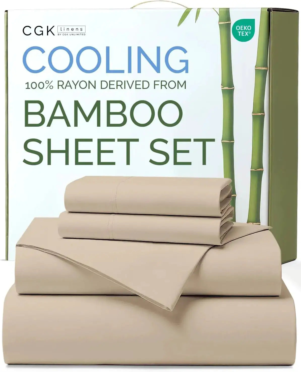 Bamboo Sheets Queen Size - Cooling Sheets for Queen - Ultra Soft Breathable Bedding Set with 1 Flat 1 Fitted 2 Pillowcases 18 from PriceLows™