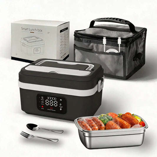 Wireless Heated Lunch Box, 60W Fast Heating 8000mAh Rechargeable Electric Lunch Box, 1L Stainless Steel Portable Food Warmer for Office Work School from PriceLows™