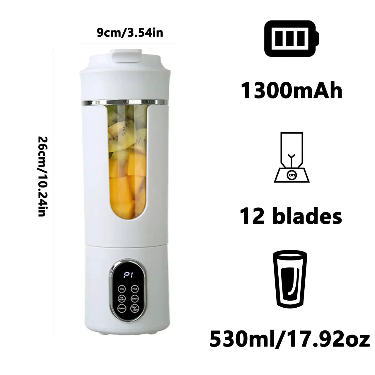 New 530ml Portable Juicer Wireless USB Charging Crushed Ice Electric Juicing 12 Blade 4 Gears 7.4V Mini Fresh Juice Blender from PriceLows™
