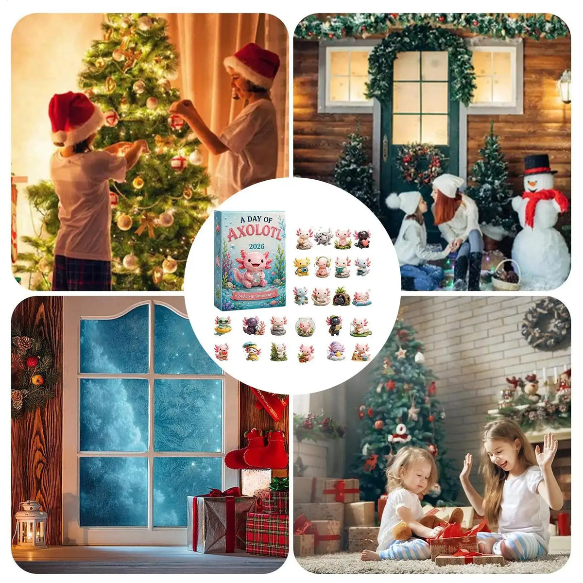 Christmas Advent Calendar | 24 Slot Frame | 2D Animal Acrylic | Kids Decor