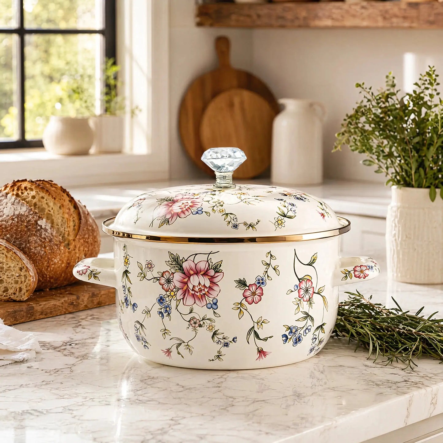 Enamel Pot | 4.5 Qt | Dual Handle With Lid | All Stovetops