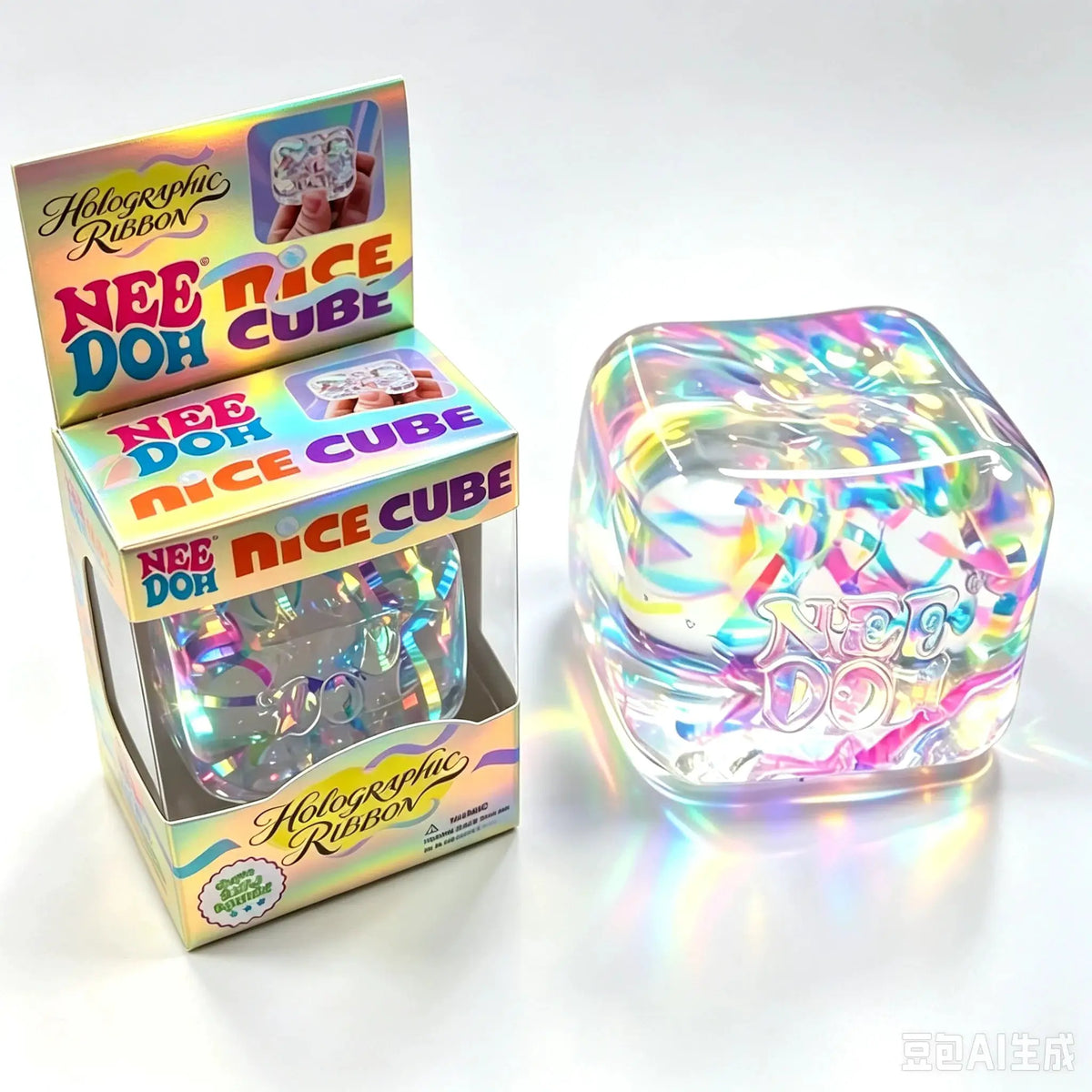 Sensory Fidget Toy | Holographic Ribbon Squeeze | Colorful Malleable Texture