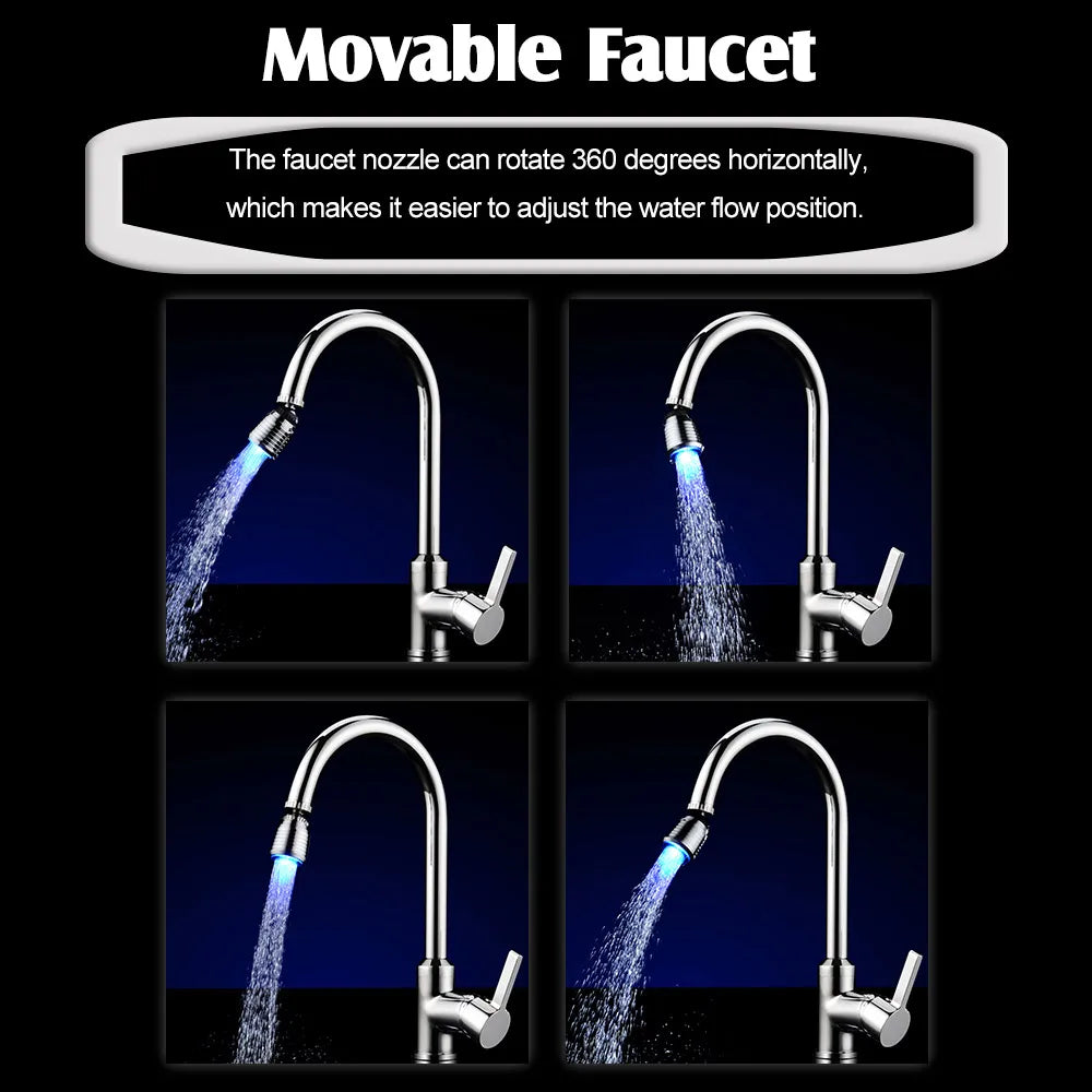 LED Water Faucet | RGB Color Changing | Temp Control | Movable Stream