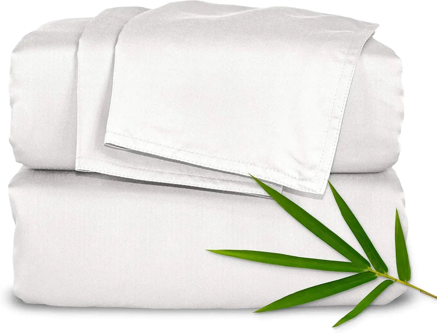 King Bamboo Viscose Bed Sheet Set, Soft Cooling 4-Piece with Deep Pockets for Mattress up to 16 Inches, White from PriceLows™
