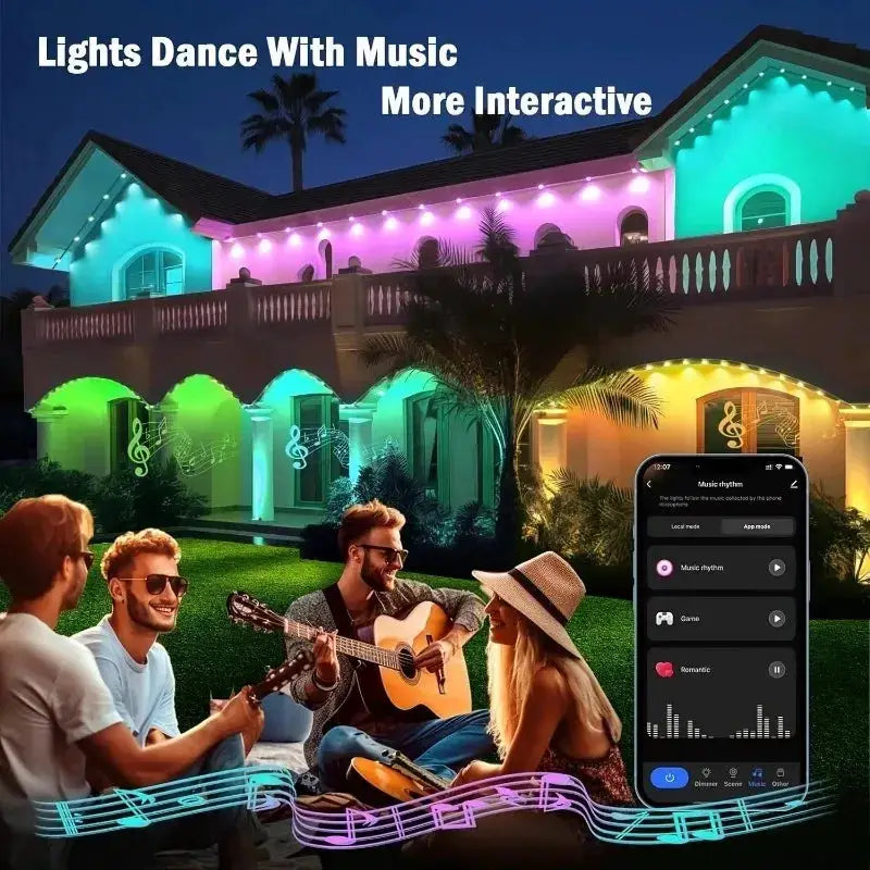 150ft 100ft 50ft Permanent Outdoor Lights Smart RGBIC Outdoor Lights with 75 Scene Modes String Lights with 90 LEDs for Garden from PriceLows™