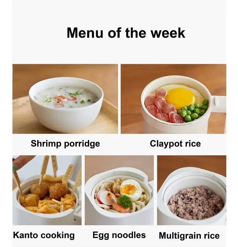 300W Smart Rice Cooker Multi-function Ceramic Non-stick Fast Electric Cook Pot 800ml Portable Electric Lunch Box For 1~2 People from PriceLows™