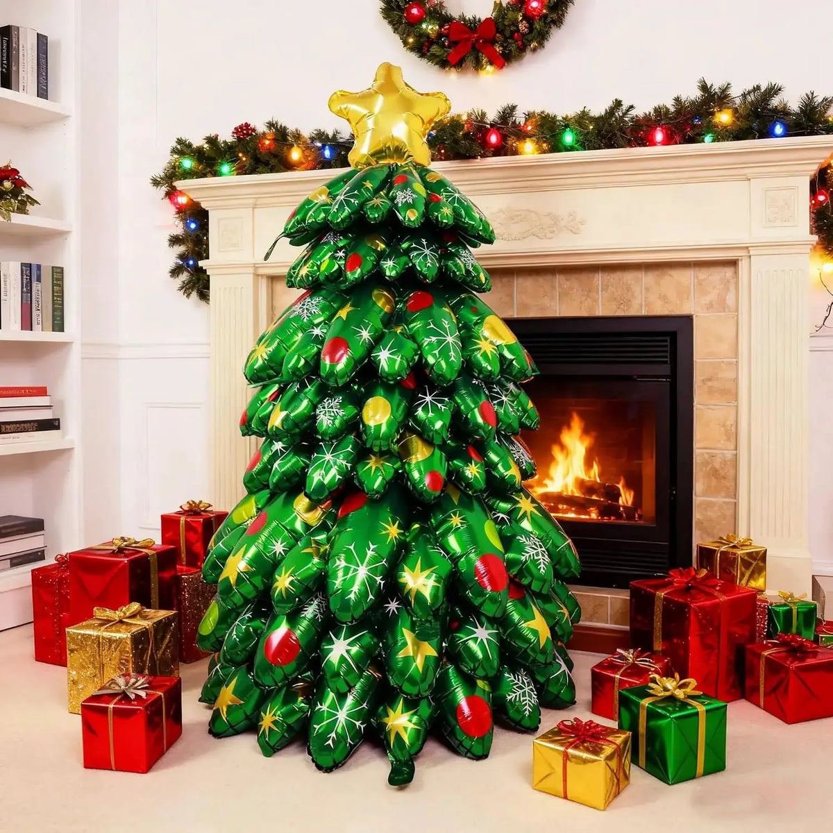 Christmas Tree Balloon | 51 x 29 Inches | Self Standing Santa Topper