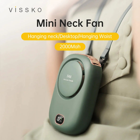 Vissko Portable Hanging Neck Fan Mini Fans with Adjustable Lanyard Bladeless USB Rechargeable Sports Cooling Fan for Kids Travel from PriceLows™