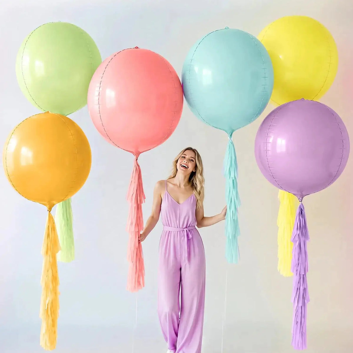 Christmas Giant Balloons | 36 Inch Latex | Tassel Tails | 6 Piece Set