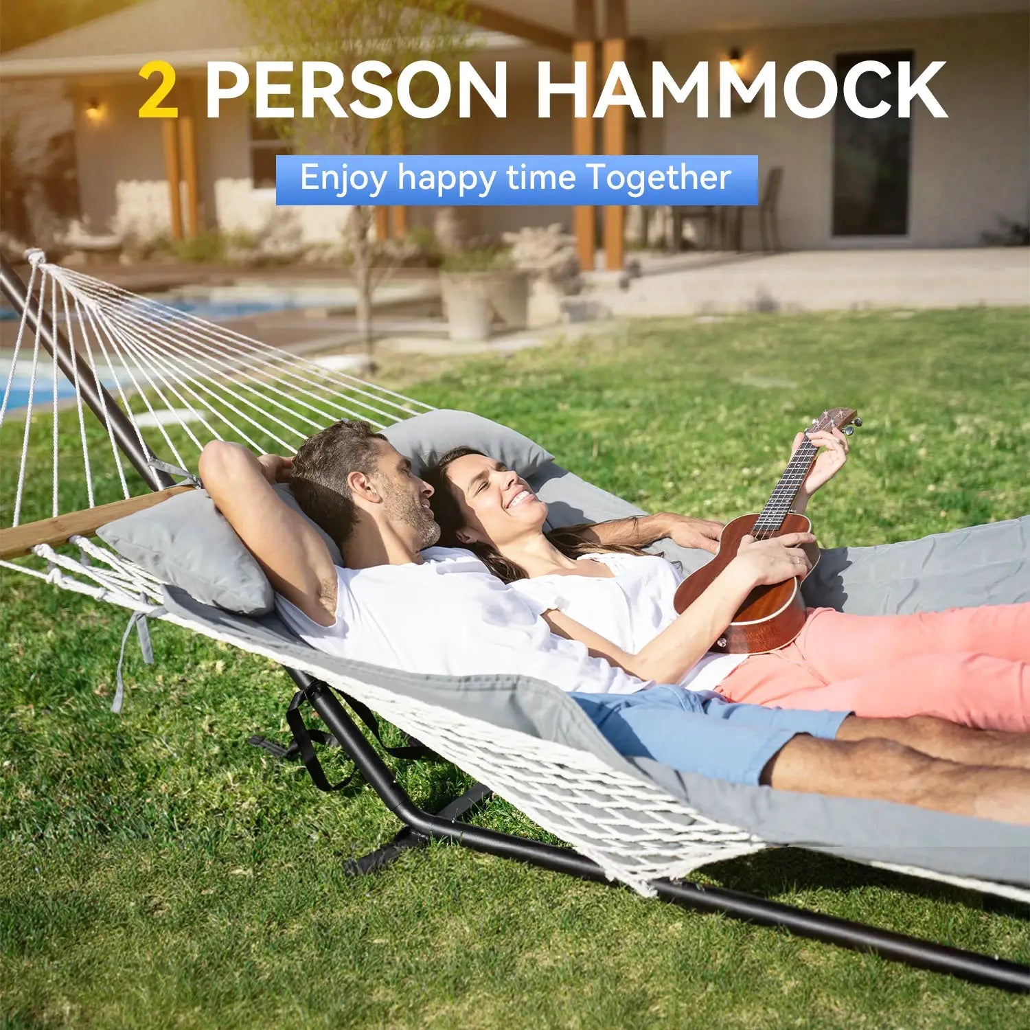Heavy-Duty Outdoor Hammock with Steel Stand.Detachable for Versatile Use - Ideal for Courtyard, Garden Lawn, Patio Balcony, Lake from PriceLows™
