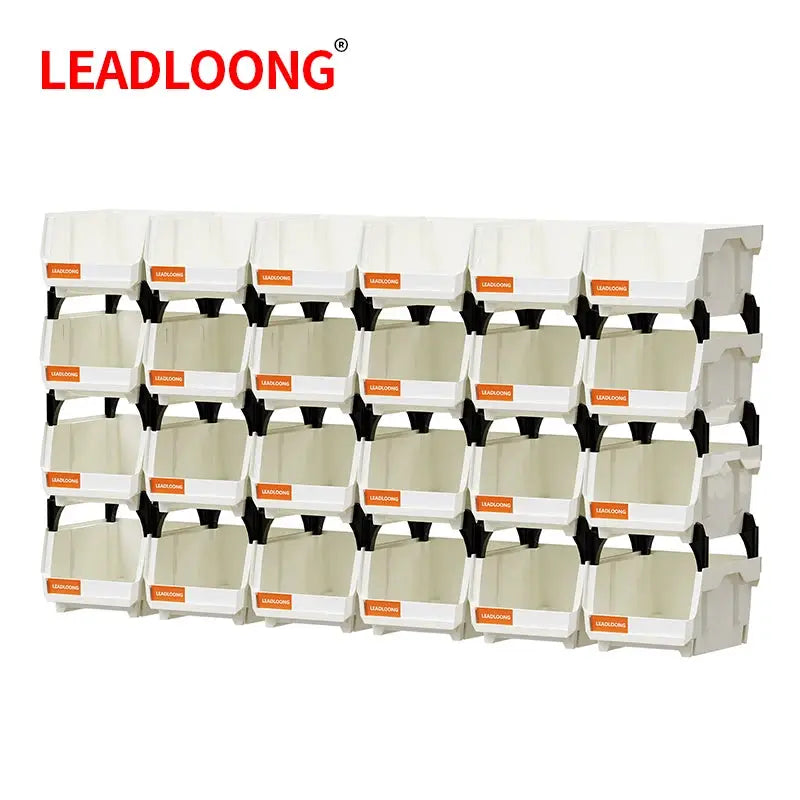 LEADLOONG White Parts Bin 6/24pcs 13.5x10.5x7.6cm/5x4*3inch Stackable Plastic Garage Tool Storage Box Container Organizer Bin from PriceLows™