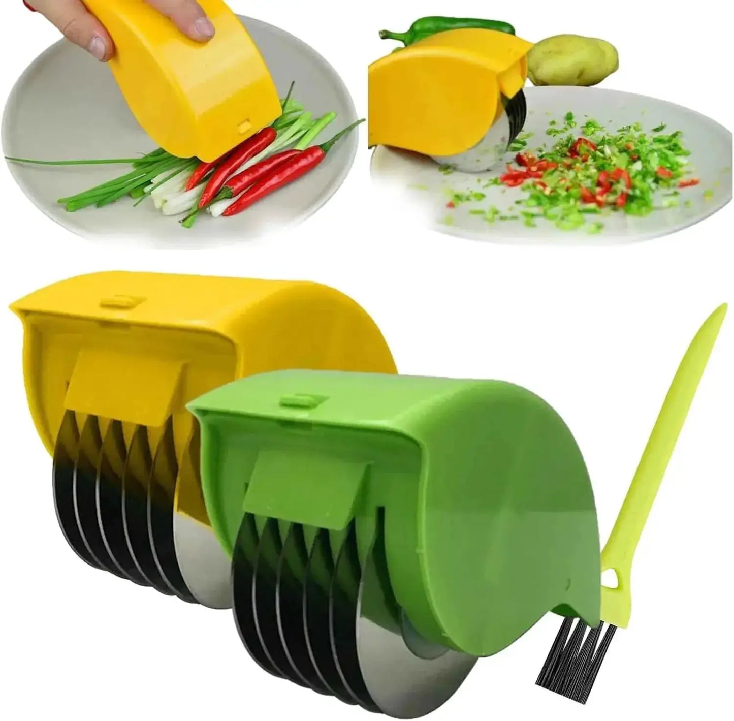 Vegetable Chopper | 6 Stainless Steel Blades | Detachable Herb Roller | One Size