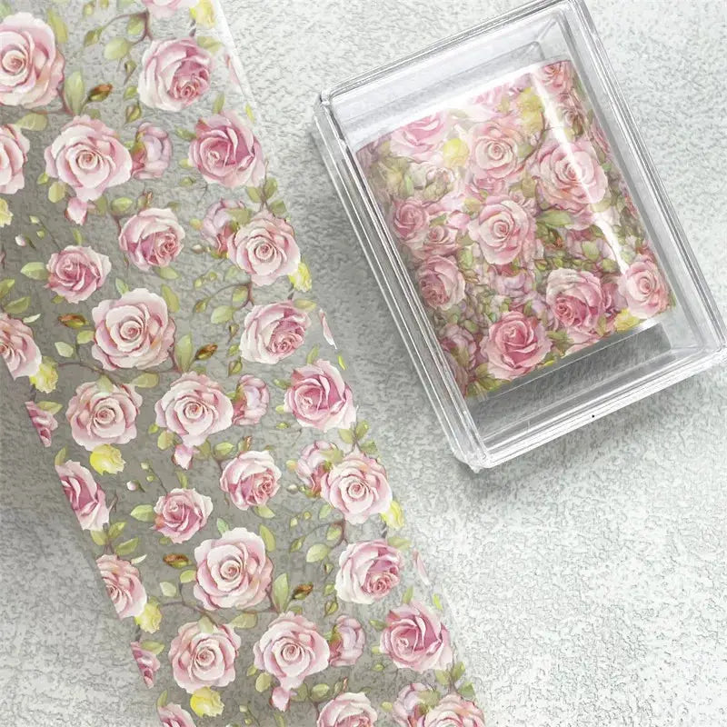 1Pc 100cm Flower Nail Foils for Transfer Paper Floral Stickers Rose Nails Wraps Tulip Nail Art Decorations from PriceLows™