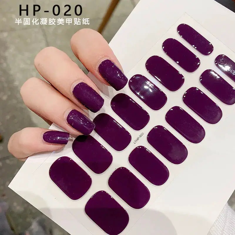 Semi Cured Wraps Fast Gel Nail Sticker Soild Nail Gel Wraps Adhesive Full Cover Gel Nail Decal UV Lamp Cured Manicure Decoration from PriceLows™