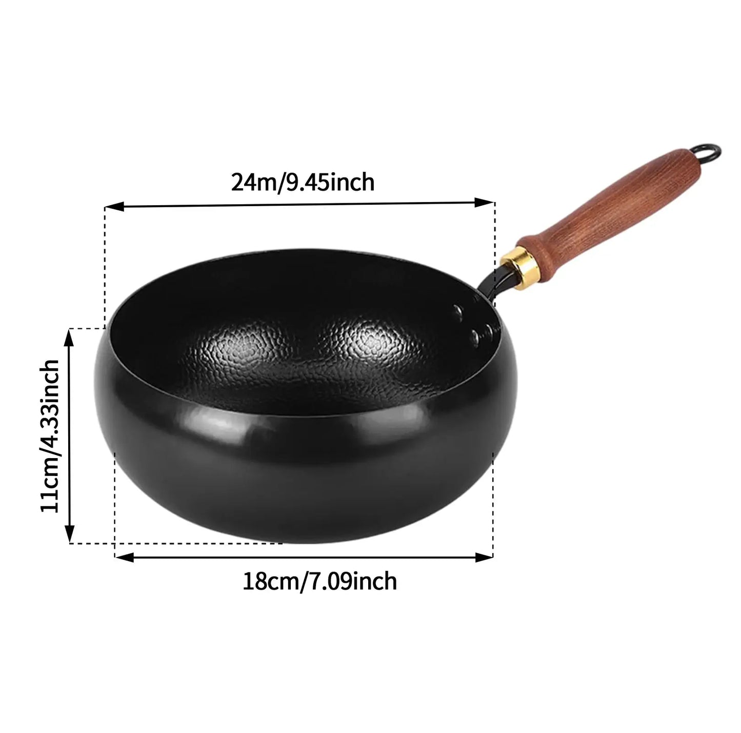 Wok | Hand Forged Iron | Deep Round Bottom | 24cm 26cm 28cm