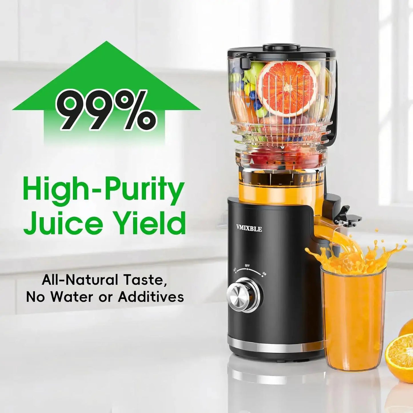Cold Press Juicer, 300W Slow Masticating, 5.8" Wide Feed, High Juice Yield, Easy Clean from PriceLows™