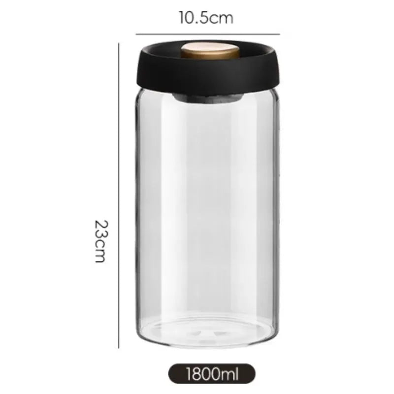 Coffee Beans Storage Jar | Airtight Vacuum Seal | Glass Bottle | Over 501ml