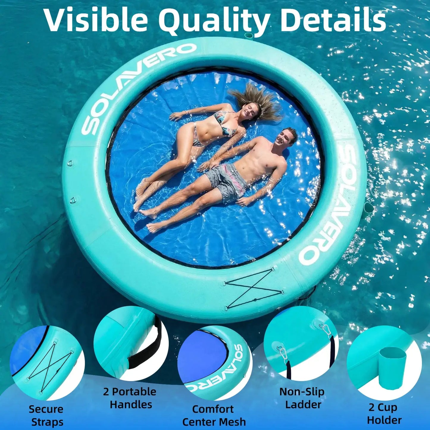 Inflatable Floating Dock | 3-4 Person | Foldable Design | Pool, Lake