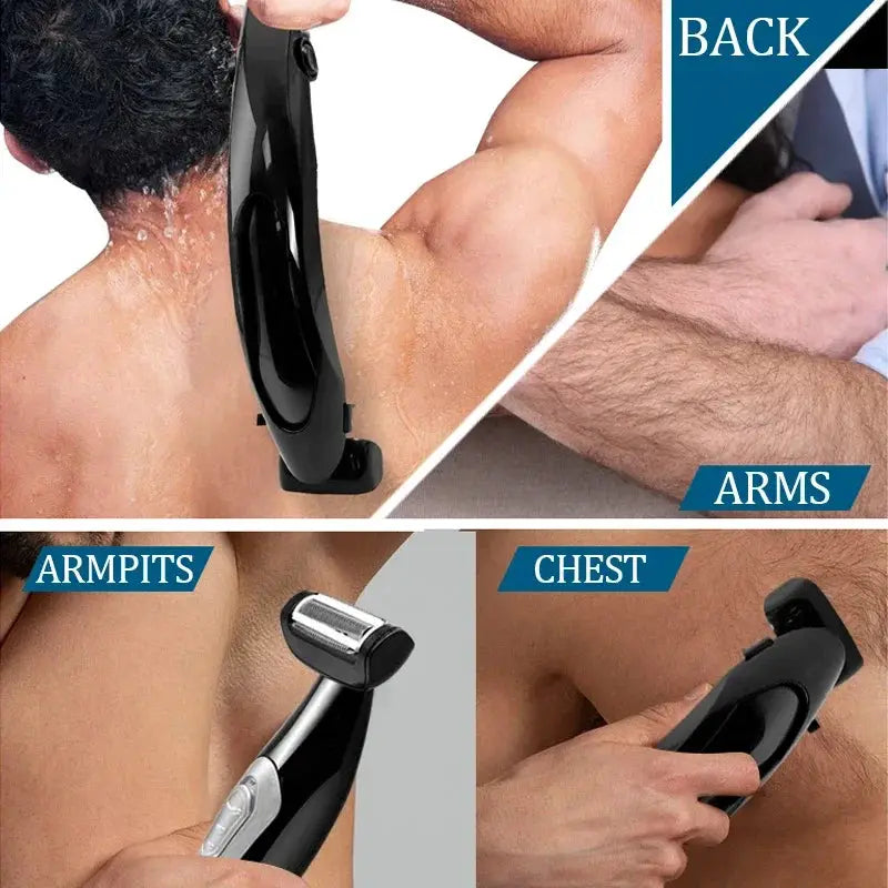 Men Back Shaver | Rechargeable 90 Min Battery | Stainless Steel Blades