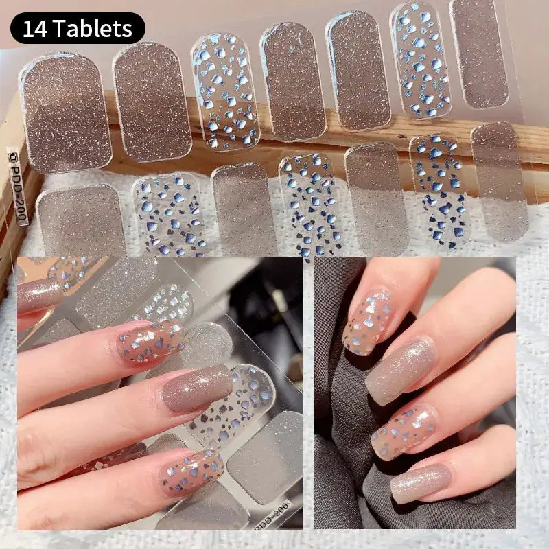 Full Cover Nail Stickers Fashion Nail Polish Nail Decoration Sparkling Glitter Self Adhesive Manicure Designer Nail Art Sticker from PriceLows™