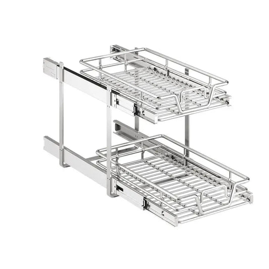 2Tier Kitchen Cabinet Pull Out Shelf and Drawer Organizer Slide Out Pantry Storaqe Basket in Multiple Sizes 14 W x 21 D from PriceLows™