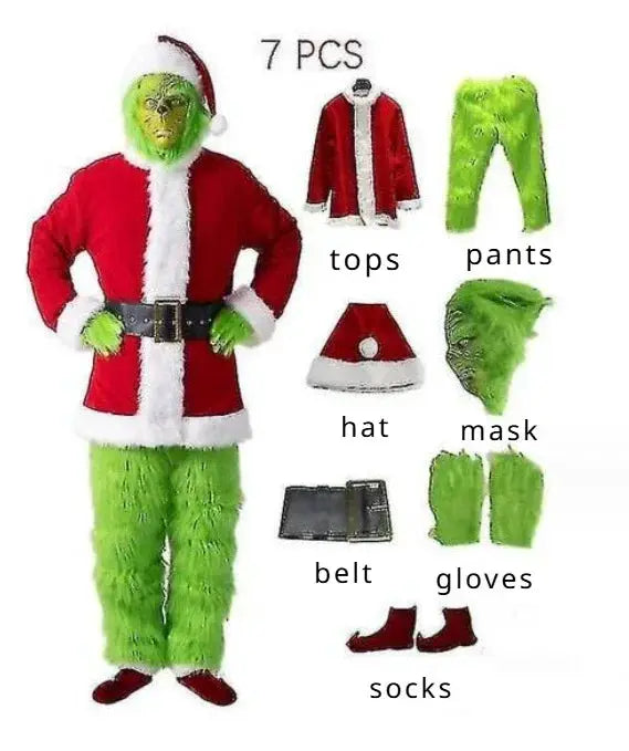 Adult Green Monster Costume | Knit Polyester | Gloves And Mask | Unisex One Size