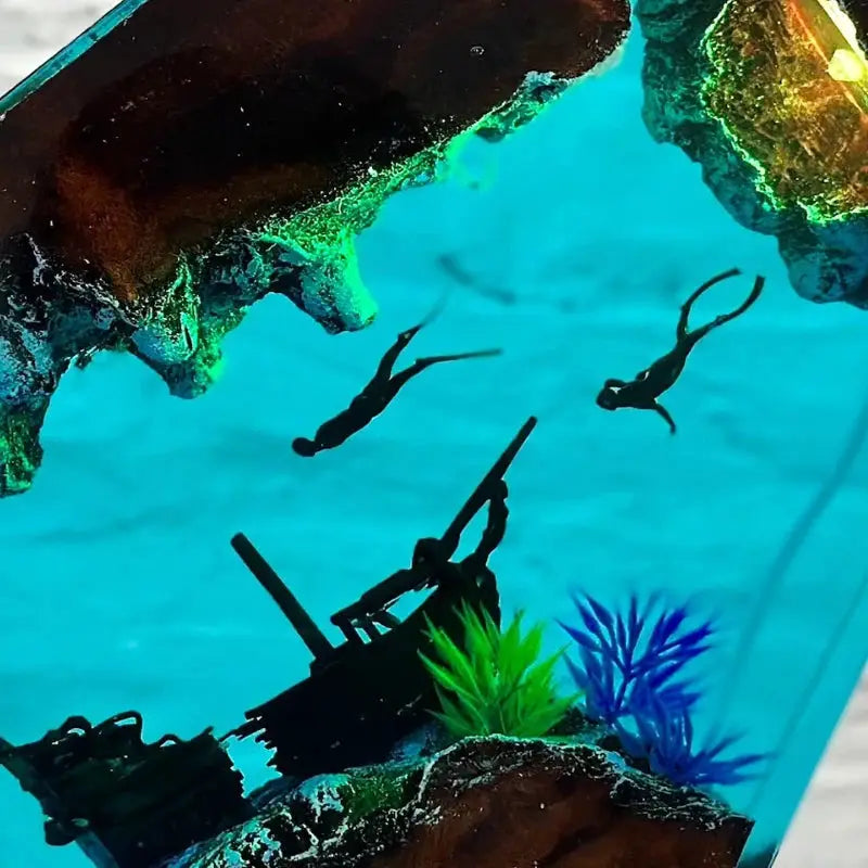 Seabed World Organism Resin Table Light Creactive Art Decoration Lamp Shark Sunken Ship Theme Night Light USB Charge from PriceLows™