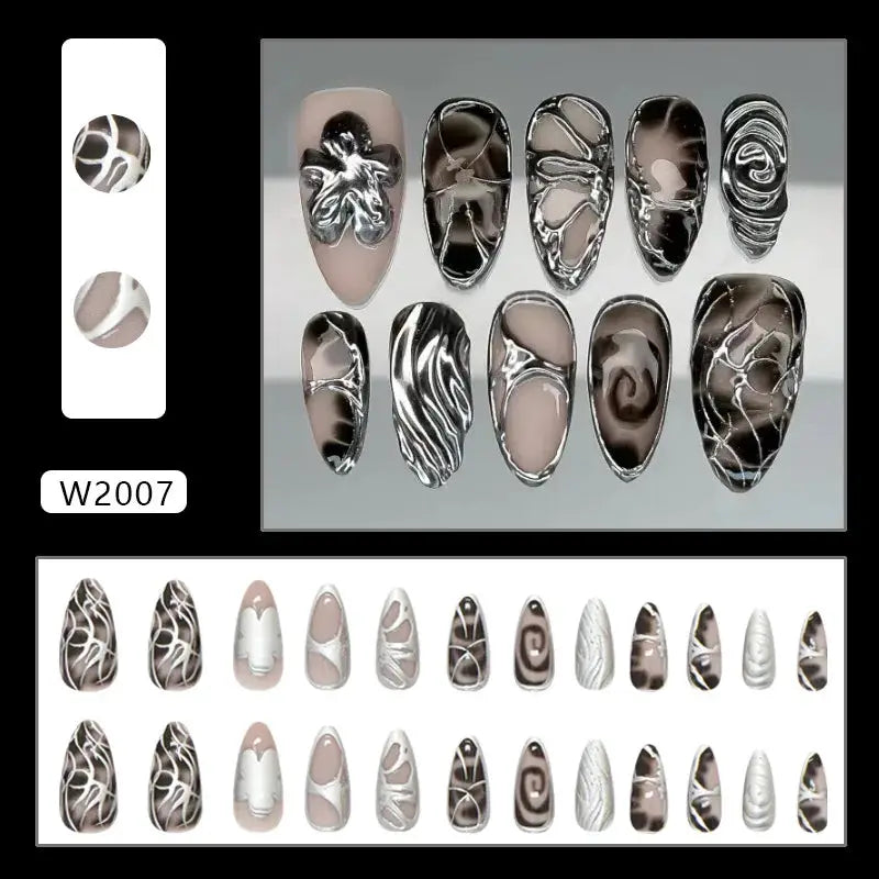 Press On Nails | Wine Red Blush | Flower Print | 24 Piece Set