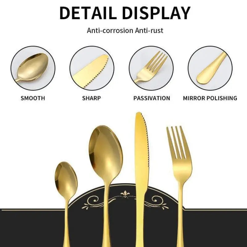 Stainless Steel Steak Cutlery Set with Gift Box, 24 Piece Western Knife Fork Spoon Household Tableware from PriceLows™