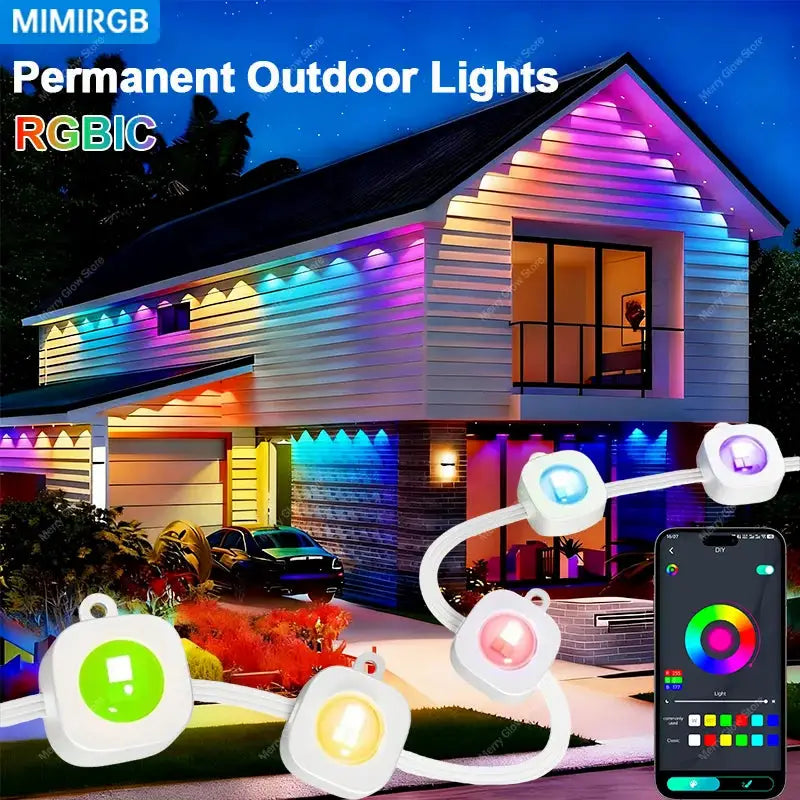 Permanent Outdoor Lights 200FT/60M Waterproof Eaves Lights Bluetooth App Timer Function Multiple Scene Modes For Christmas Decor from PriceLows™