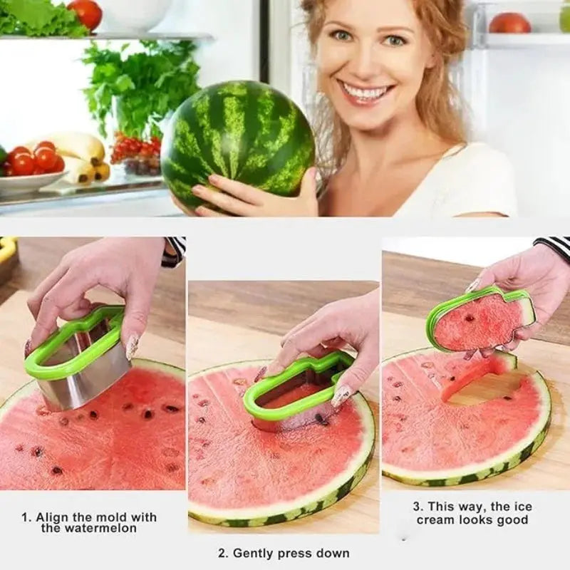 Summer Watermelon Party Tool, Fun Fruit Cutting Gadget, Picnic Watermelon Decor Tool, Kitchen Fruit Slicer Gadget, DIY Fruit Decoration Mold, Easy Watermelon Slicing Tool from PriceLows™