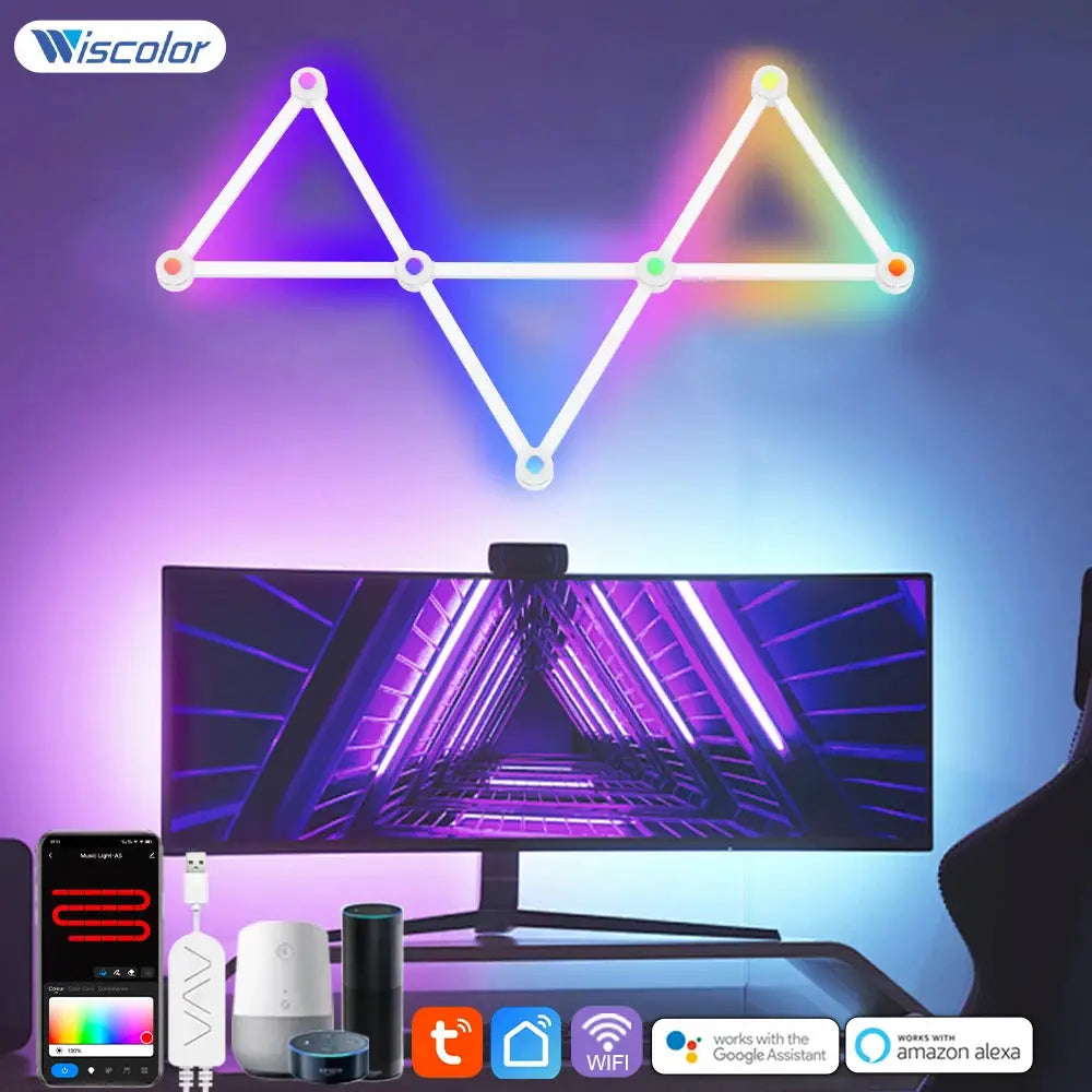 Wiscolor LED RGB Smart Wall Light DIY Atmosphere Night Light Game Room TV Backlight Decorative Wall Light Bar Music Rhythm APP from PriceLows™
