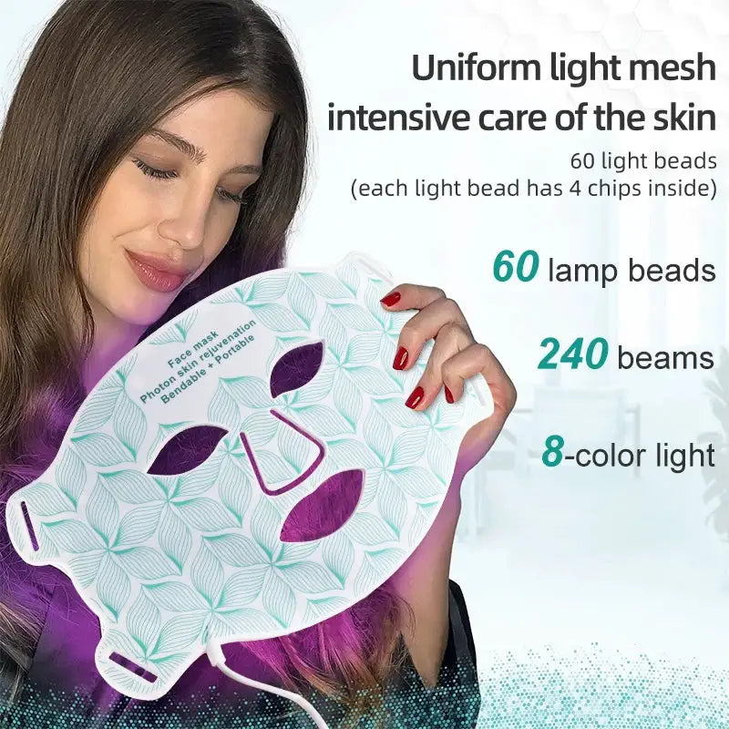 8 Colors Facial LED Mask with Neck Red Light Near Infrared Therapy Beauty Mask Anti Aging Skin Rejuvenation Lifting Tighten from PriceLows™