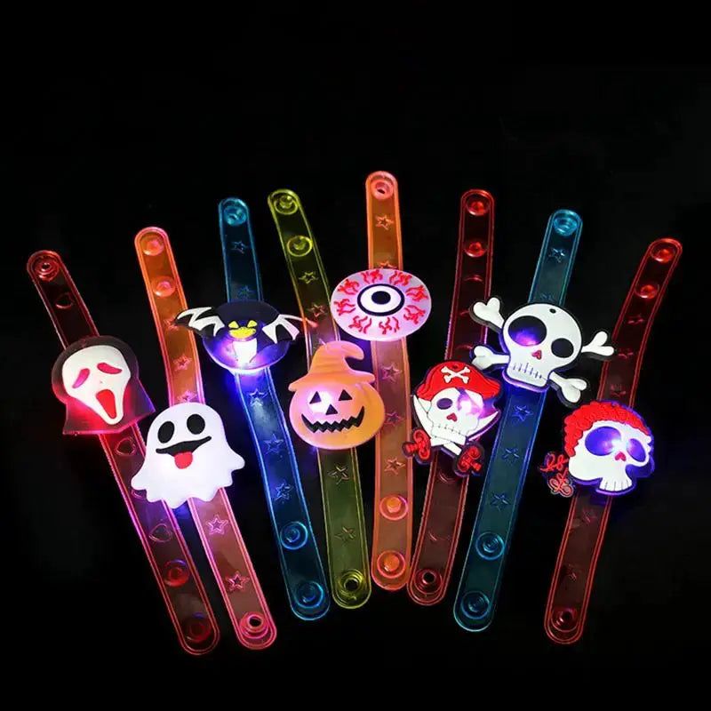 Halloween Glow Bracelets | Pumpkin Ghost Style | Soft Plastic | One Size
