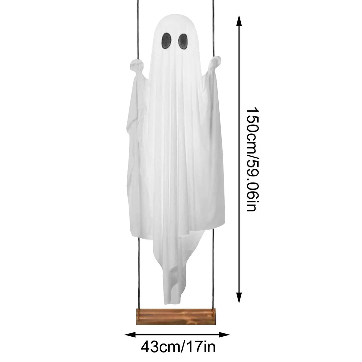 Hanging Ghost Halloween Ornament | Silk Fabric | String Light | Porch Decor