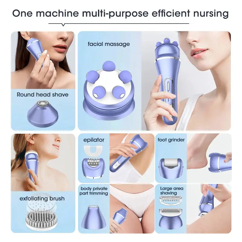 Women Multigroom Hair Epilator 90 Min Battery With Foot And Brush