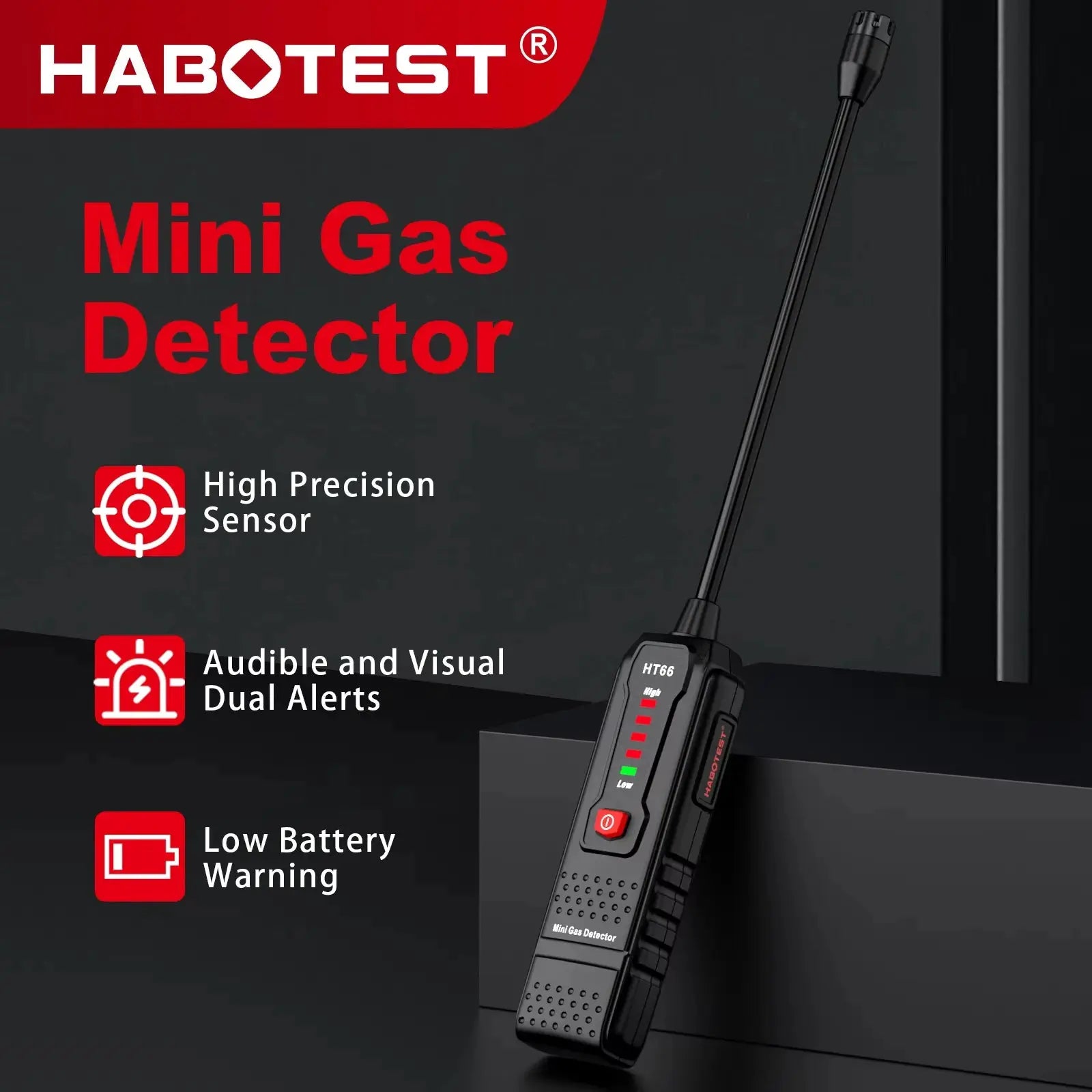 HABOTEST HT66 Gas Leak Detector Combustible Natural Methane Gas Leak Detector 50-1000PPM Sound Alarm Gas Tester from PriceLows™