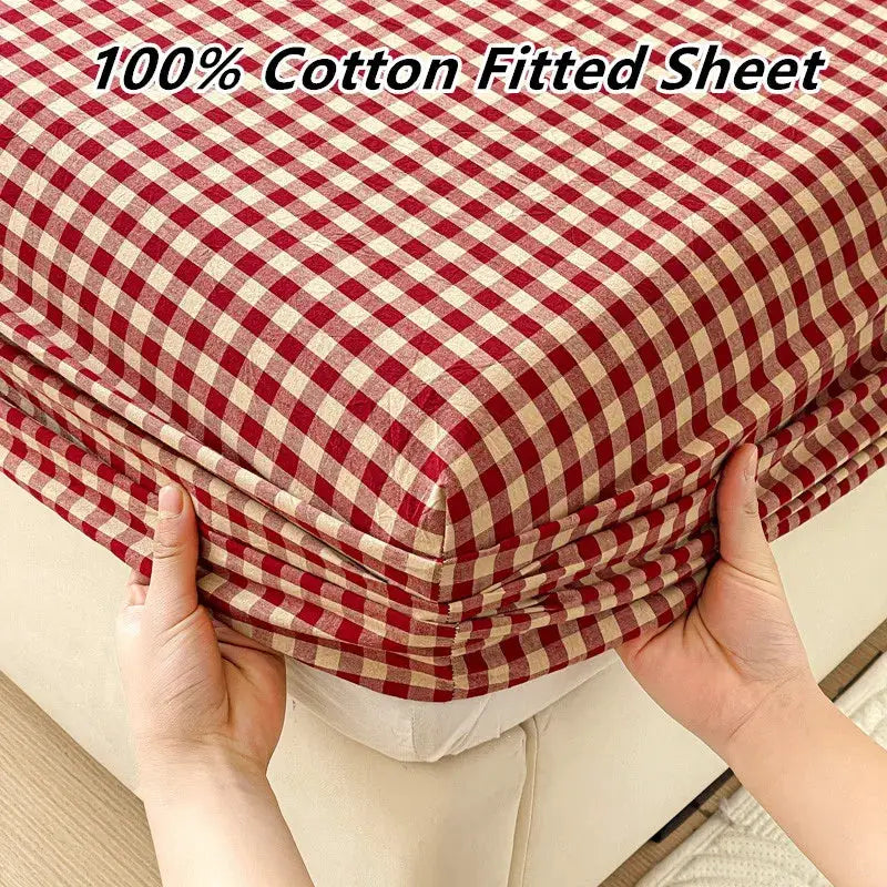 Pure Cotton Fitted Sheet Adults Kids Room Bedsheets Single/Twin/Queen/King Size Bed Cover простынь Soft Mattress Protector from PriceLows™