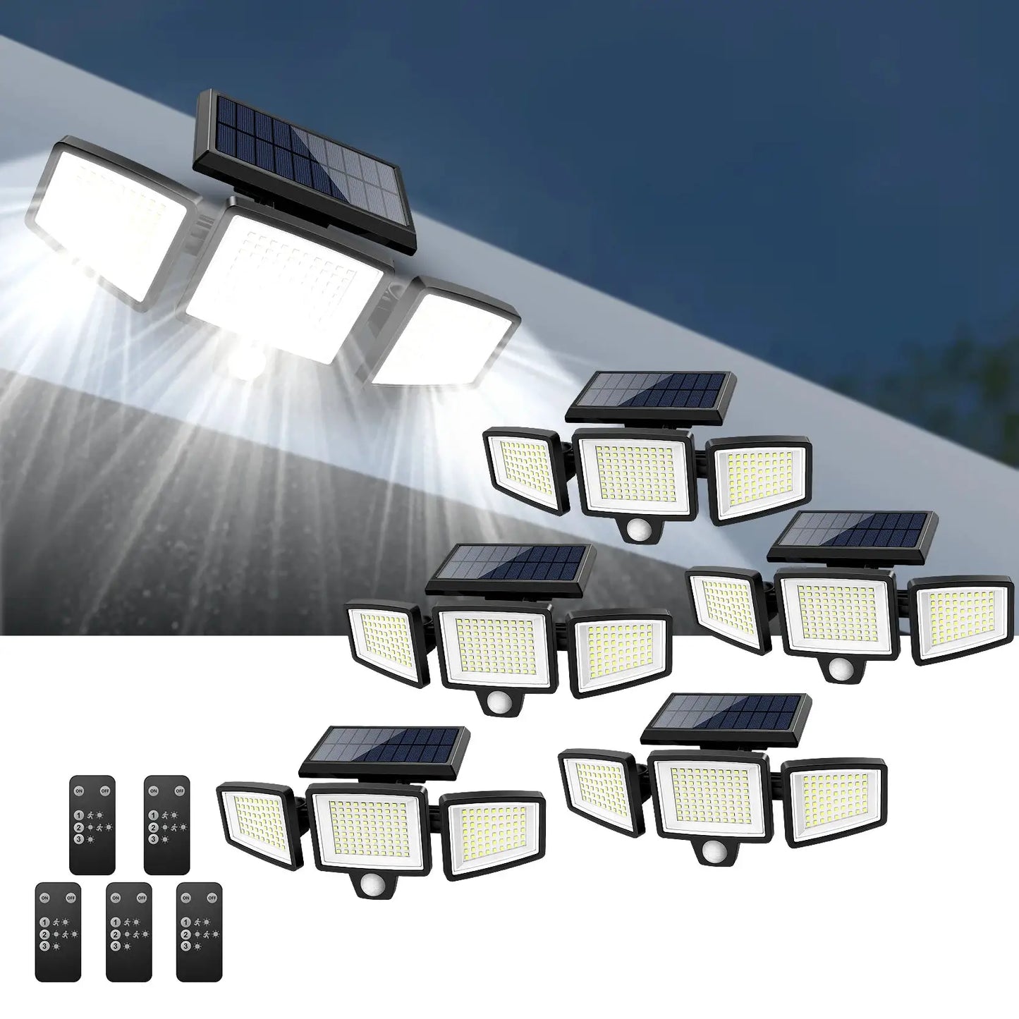 Outdoor Waterproof Solar Light with Motion Sensor 3-Head 200+ LEDs Security Light for Porches Garages Yard Entrances from PriceLows™