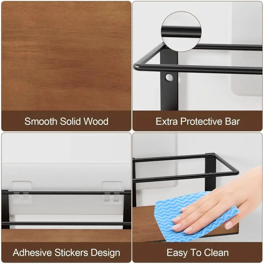 Rack SelfAdhesive or drilling, Rustic Style Hanging Spice Rack, Spice Organization for Cabinet Door or Wall Mount, Over The Stov from PriceLows™