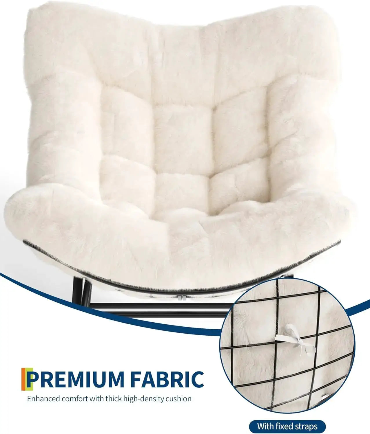 Outdoor Oversized Papasan Rocking Chair with Footrest, Patio Lounge Chair Rattan Egg Rocker for Balcony Backyard Porch Bedroom from PriceLows™
