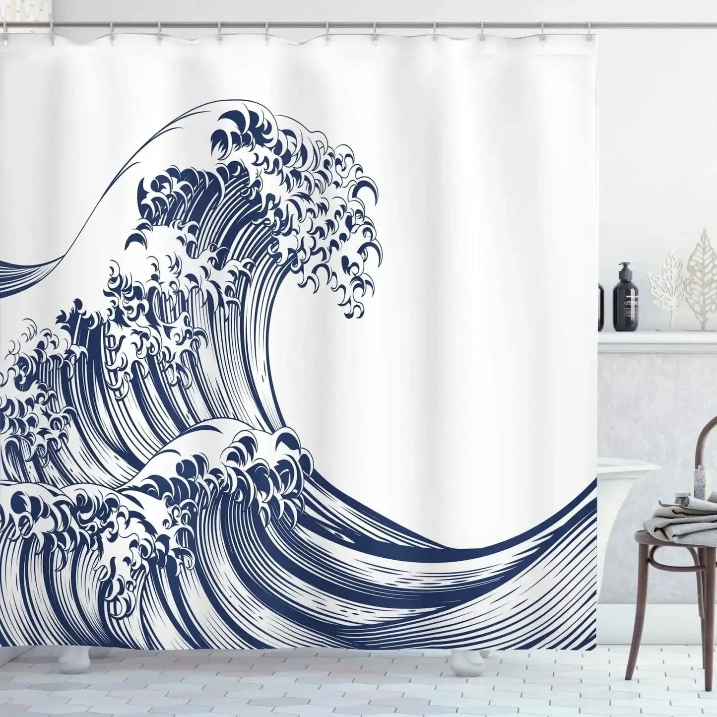 Colorful Cartoons Fish Shark Shower Curtains Ocean Life Children's Bathroom Home Decor Cloth Curtain Set Waterproof Bath Screens from PriceLows™