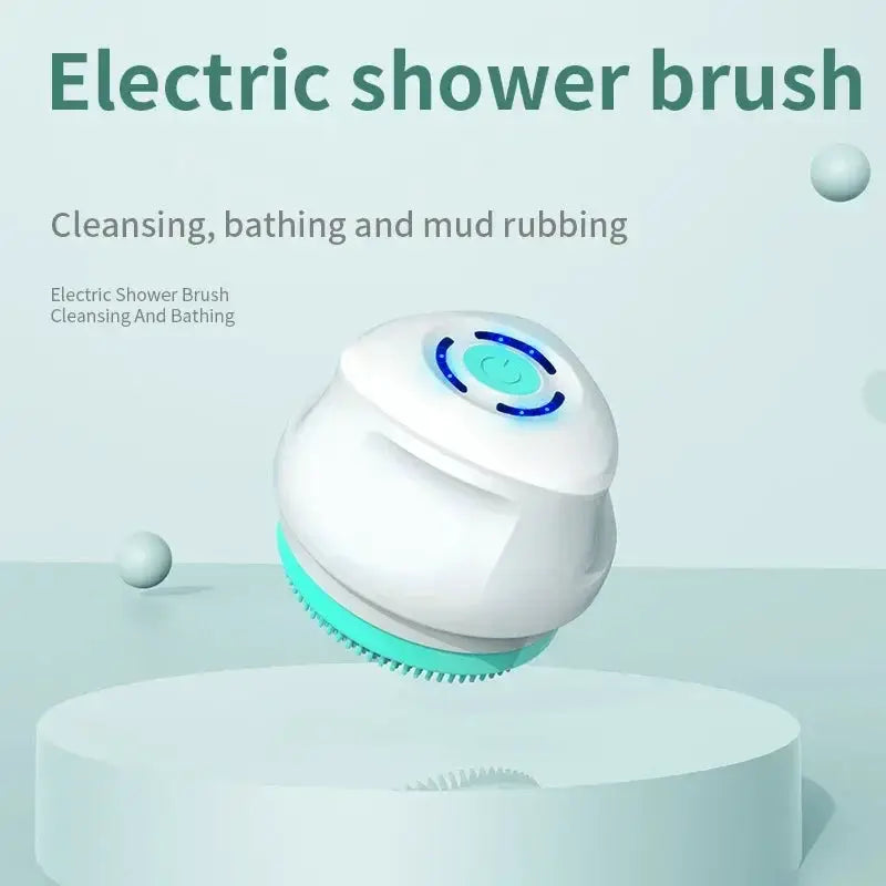 Shower Brush | Rechargeable Long Handle | Silicone Bristles | 5 Heads