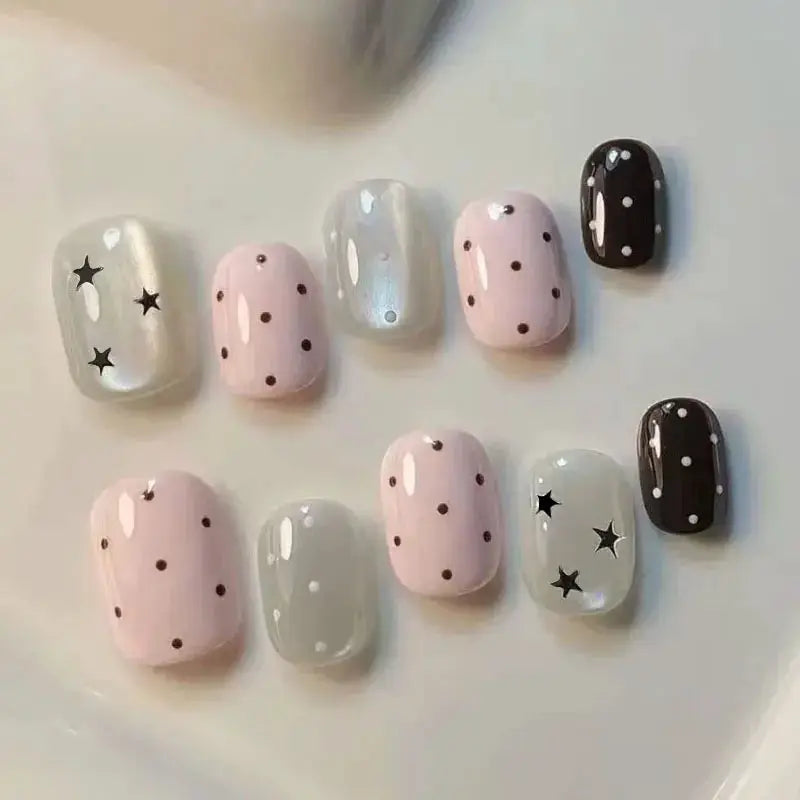 Press On Nails | Short Oval Design | ABS Material | 10 Piece Set Size M